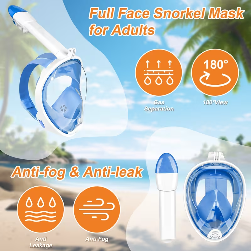 Freediving Mask Set - Underwater Snorkeling Full Face Children Swimming