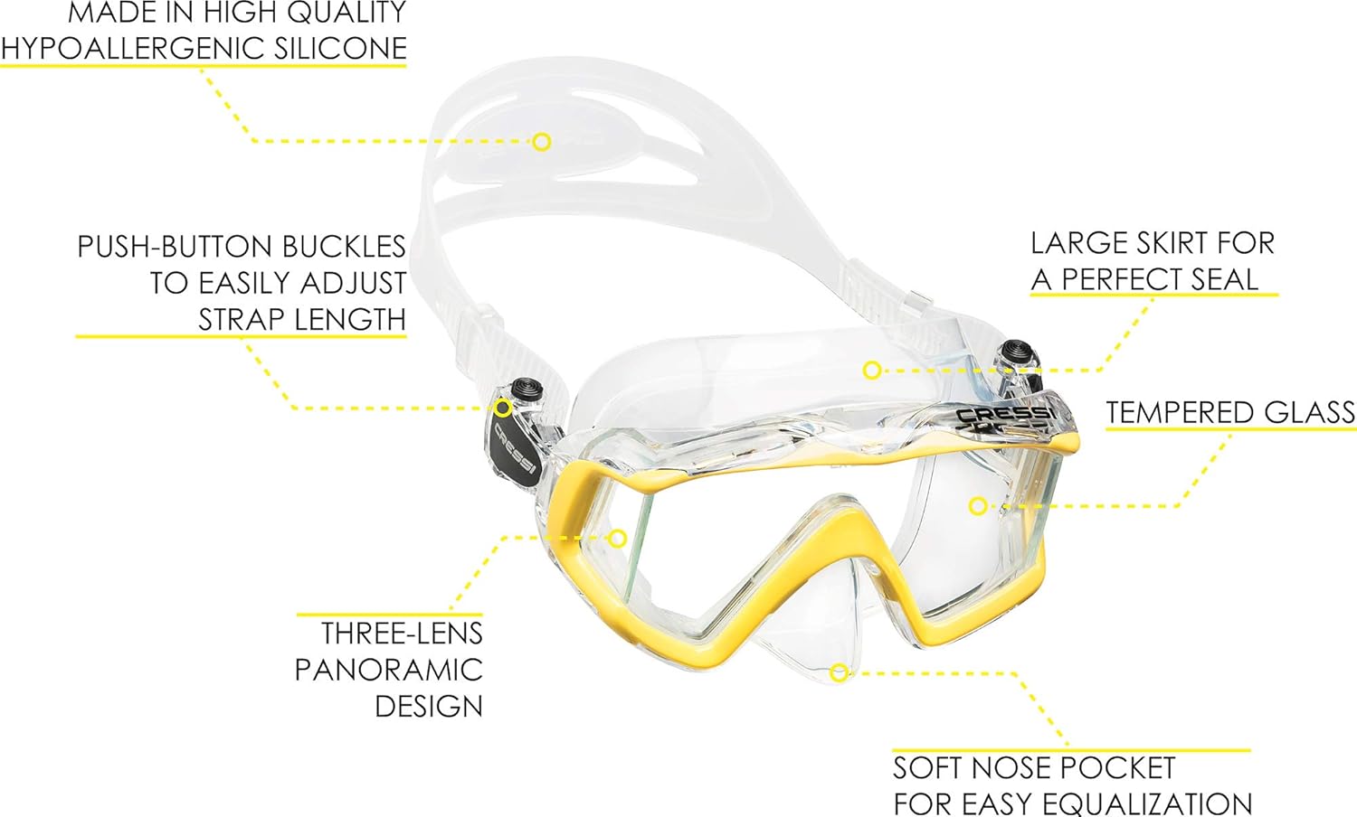 Wide Panoramic View Snorkel Ma - Freediving Mask Set 评论和价格