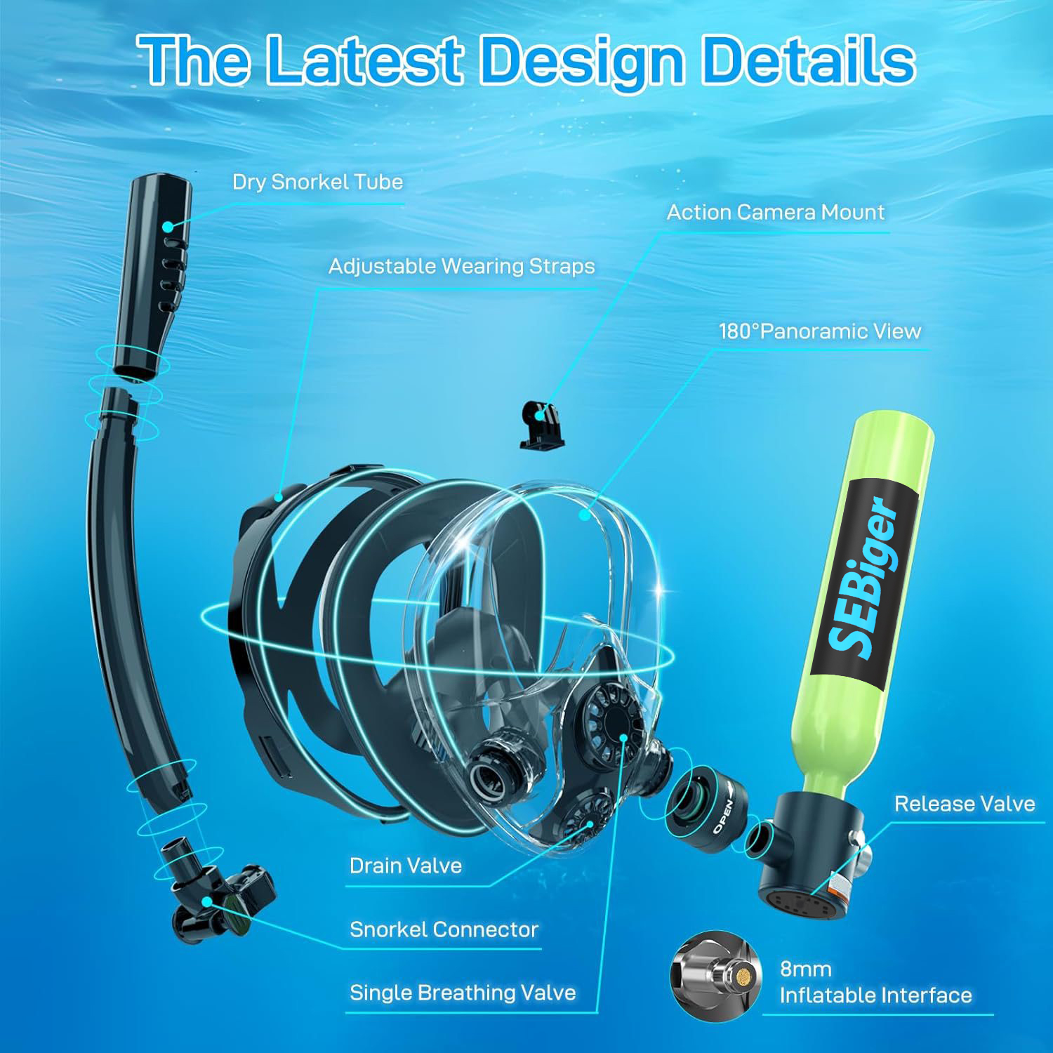 SEBIger 0.5L Diving diving tan - Freediving Mask Set 评论和价格